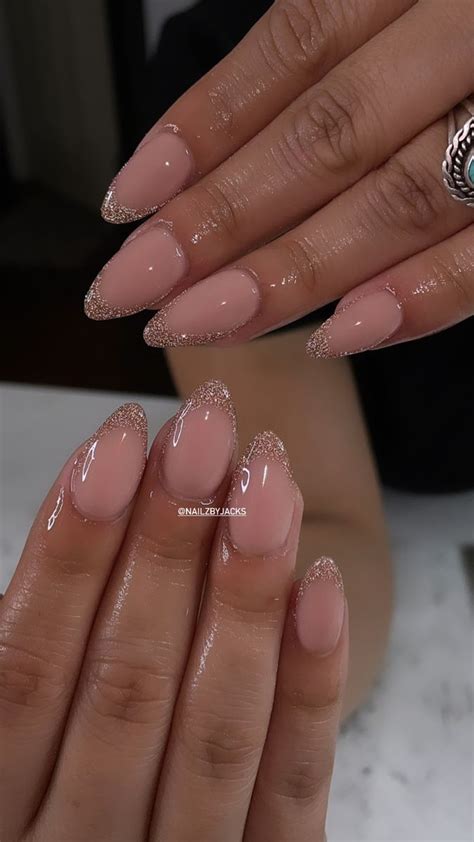 french tip nail designs almond shape|glitter french tip almond nails.